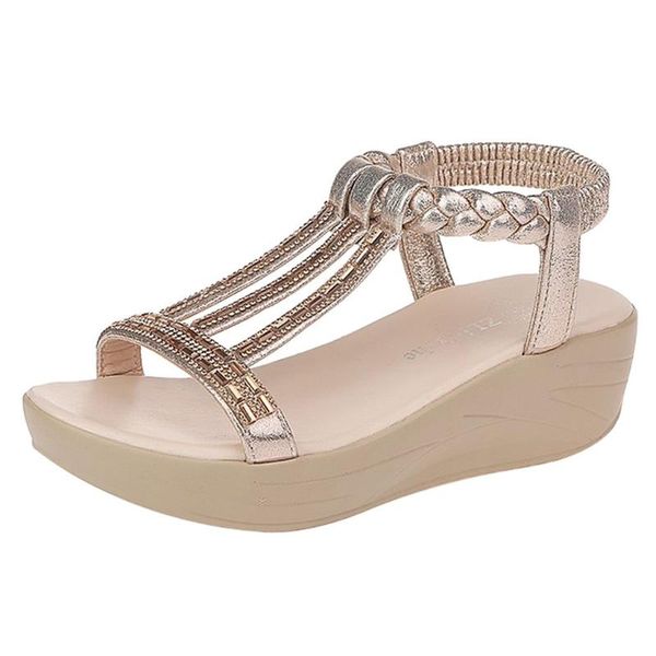 

dress shoes jaycosin women high heel summer fashion rhinestone wedges sandals big size platform romen peep open toe, Black