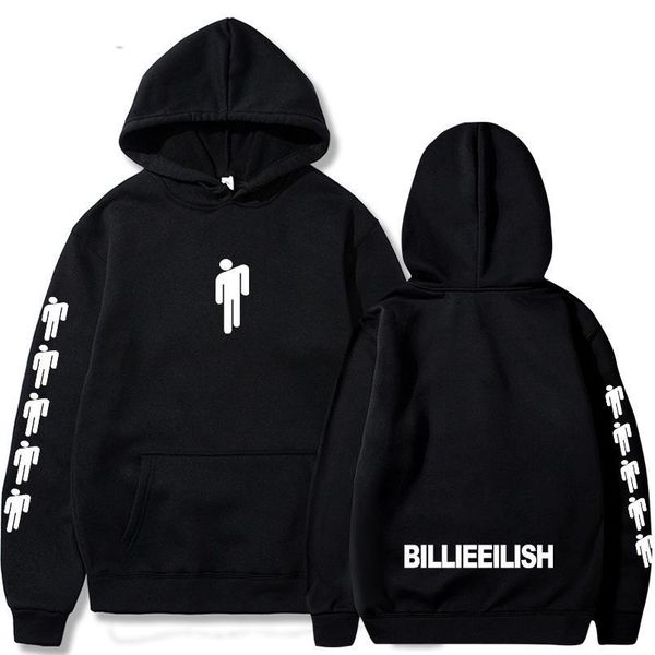

new 2020 autumn winter brand thermal thicken trendy billie eilish hooded long sleeve plus fleece hoodies sweatshirt, Black