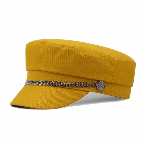 

1pc fashion women multicolor adjustable classic style plain flat vintage army hat cadet military patrol cap best, Blue;gray