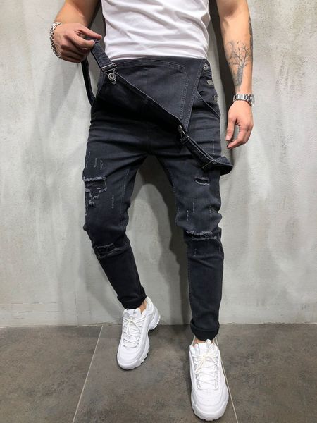 

men's denim overalls suspenders men's foreign trade jeans new pants men's jeans, Blue
