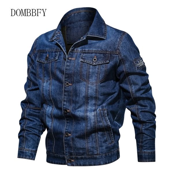 

men's jackets spring autumn denim jacket lapel embroidery casual outwear jeans bomber windbreaker male multi-pocket cowboy coats, Black;brown