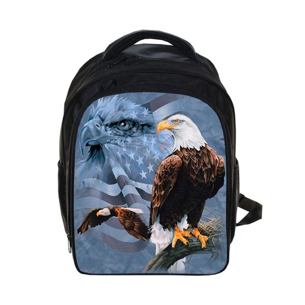 

3d owl / eagle print backpack school bags for teenagers kindergarten boys bags mochila de lona waterproof backpacks kids 13 inch