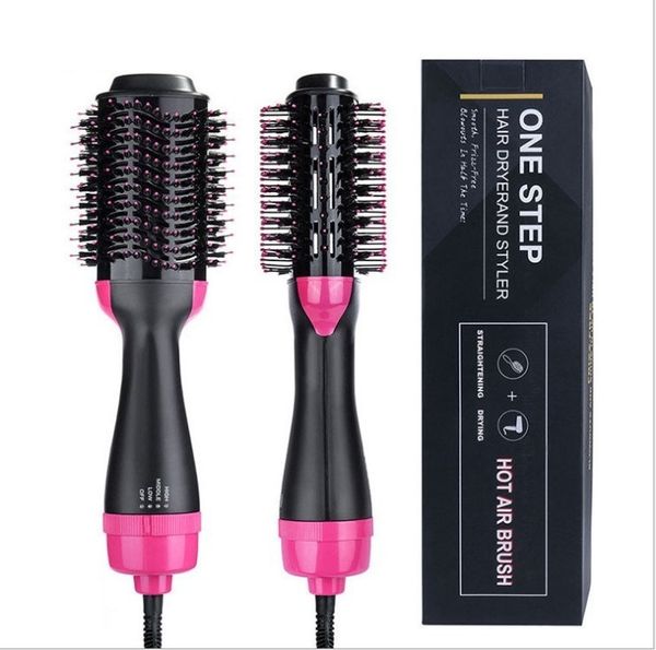

one-step hair dryer & volumizer salon air paddle styling brush negative ion generator hair straightener curler dhl, Silver