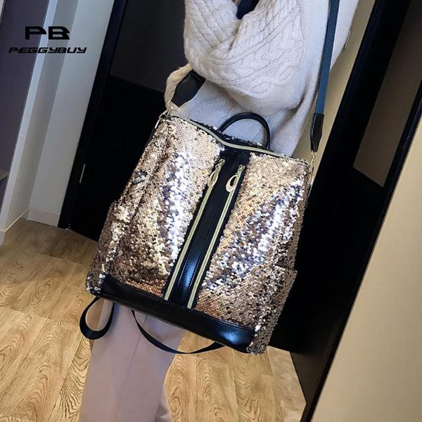 

glitter sequins shoulder backpack for women girls bling travel school bag rucksack female pu daypack mochila feminina mujer 2019