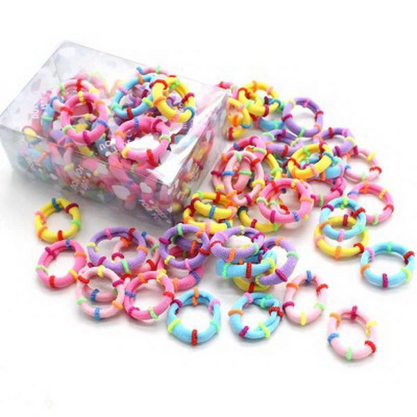 

50pcs 2.5cm super elastic children's hair bands girls hair ties ponytail cute rubber bands kid scrunchie set accessories, Slivery;white