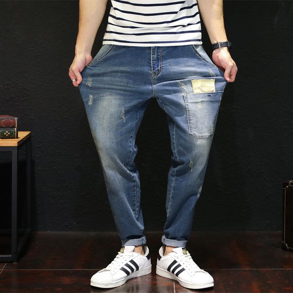 

ah11576 fashion men's jeans 2019 runway european design party style men's clothing, Blue