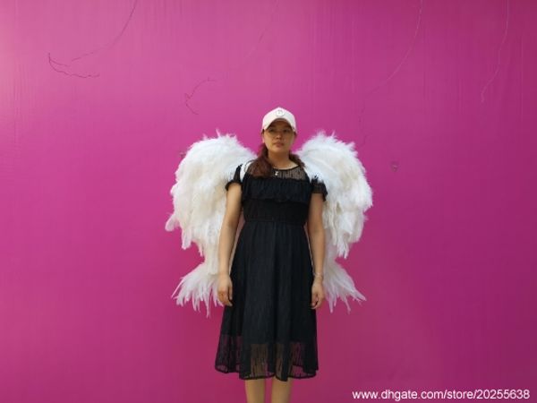 

pure white ostrich feather handicraft angel wings white feather creative shooting props nice diy decoration for halloween