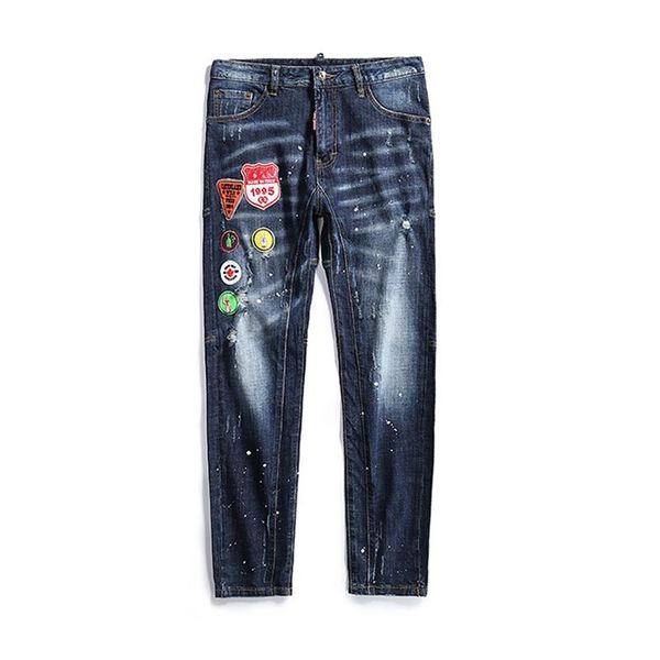 

2020 new men's jeans fashion casual europe and the united states spring and autumn pants motorcycle rider men's fashion fash, Blue