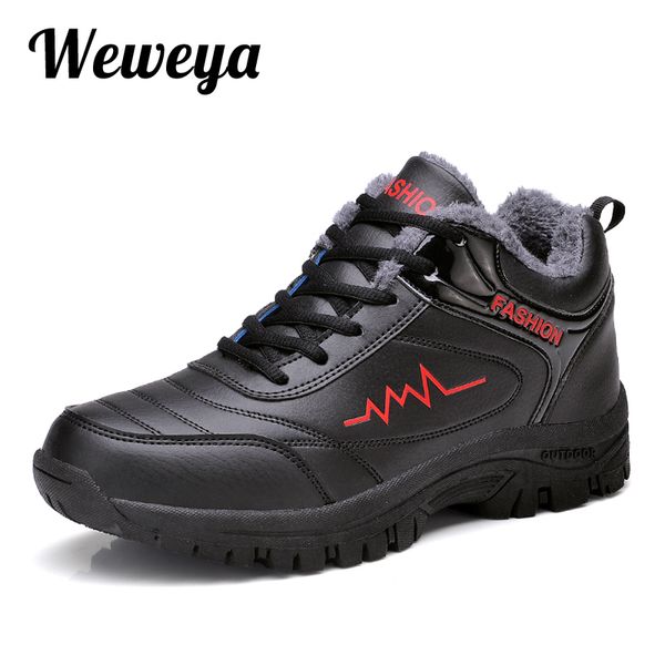 

fashionleisure mens shoes winter ankle boots waterproof men snow boots warm plush shockproof sneakers zapatos de hombre, Black