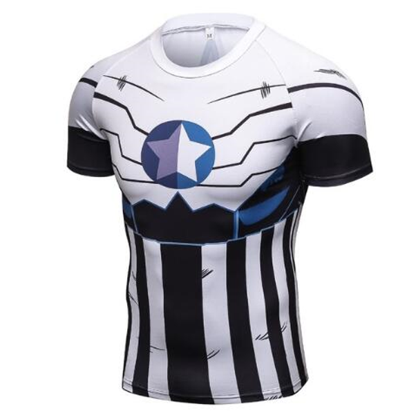 

2019 new 3d captain america t-shirt cosplay avengers endgame captain america costume avengers 4 steve rogers t-shirts sport tight q772, White;black