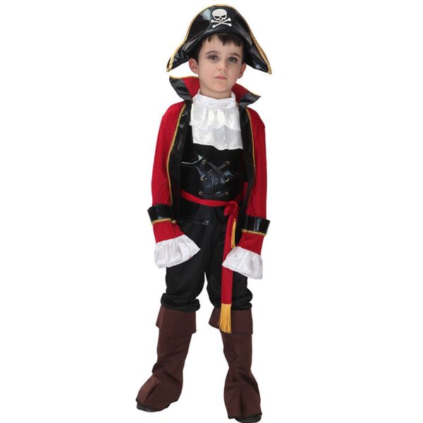 

halloween costume for kids boy pirate captain jack sparrow hat child party cosplay carnival christmas, Black;red