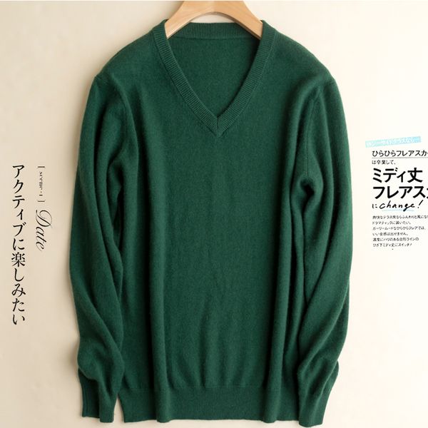 

new sweater man goat cashmere knitted winter warm pullovers v-neck long sleeve standard sweaters male jumper 8colors, White;black