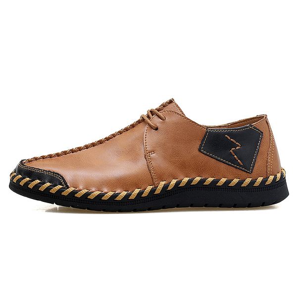 

men shoes leather shoes lace up casual flat fashion style genuine leather new plus size dd310, Black