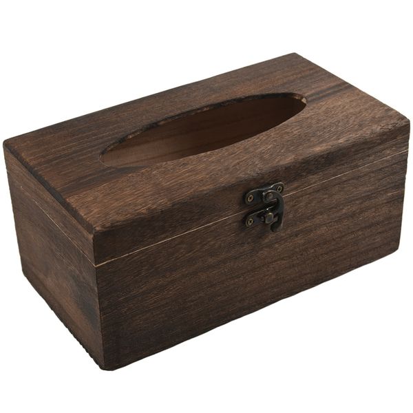 

1pc useful wooden retro tissue box cover paper napkin holder case home car decor