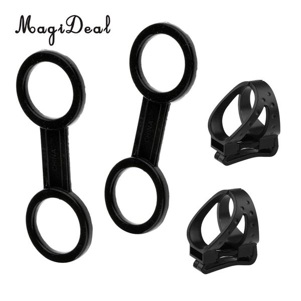

magideal 4pcs universal flexible scuba diving snorkeling snorkel mask keeper retainer - plastic clip & silicone dual loop style