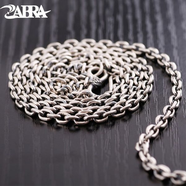 

zabra 925 sterling silver link chain 4mm 50/55/60/65/70/75/80cm multiple buckles men long necklaces vintage punk biker jewelry