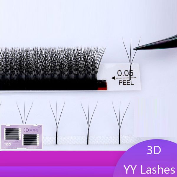 

3d yy weave easy fan lashes 3 hair/cluster bloom eyelash extension austomatic flowering fast fan self-making fans volume lashes