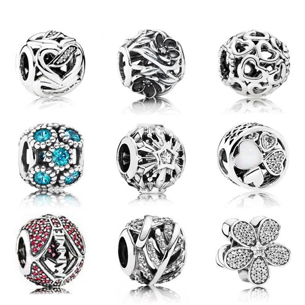 

new 100% genuine 925 sterling silver pandora hollow shine pattern charm beads fit bracelet diy bracelet the factory wholesale, Black
