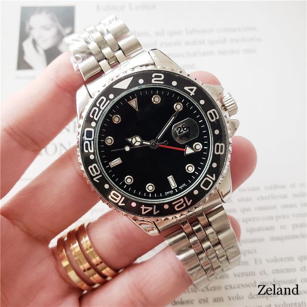 

Новый сплав GMT ободок Mens механически из нержавеющей стали автоподзаводом Часы Luxur