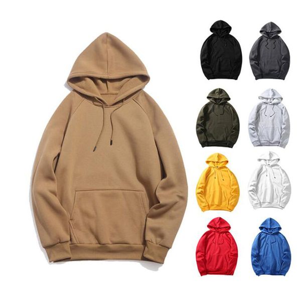 

fashion colorful hoodies for men's streetwear clothes winter sweatshirts men hip hop solid color fleece man hoody, Black