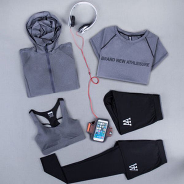 

women sportswear breathable running tracksuit green purple gray gym clothes jogger running training workout clothes set female, Black;blue