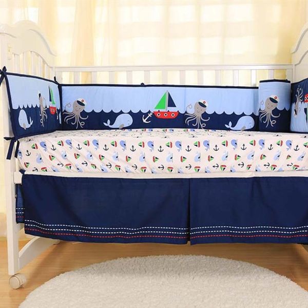 

4pcs baby bed bumper for boy girl baby nursery pink blue crib around cushion cot protector cotton decoration room cartoon