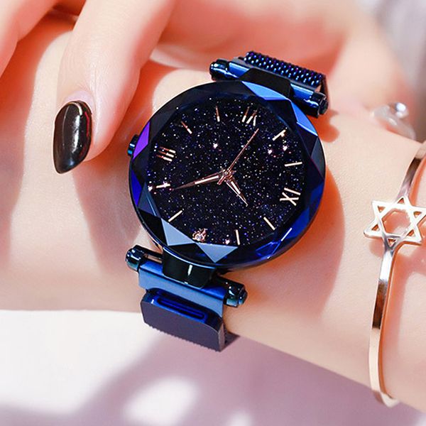 

fashion starry sky women watches luxury women dress magnetic mesh band quartz watch zegarek damski, Slivery;brown