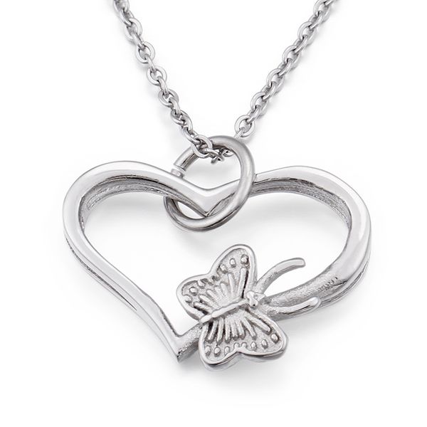 

gold silver white stainless steel link chain necklaces for women bohemia heart butterfly pendant necklaces sweetheart gift
