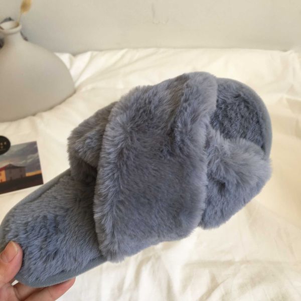 

shoes woman 2019 slippers flat rivet loafers slipers women luxury slides flock fur flip flops new designer massage plush soft, Black