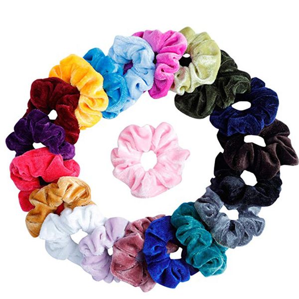 

20 pcs/lot soft chiffon velvet satin hair scrunchie floral grip loop holder stretchy hair band ties accessories leopard fd, Brown