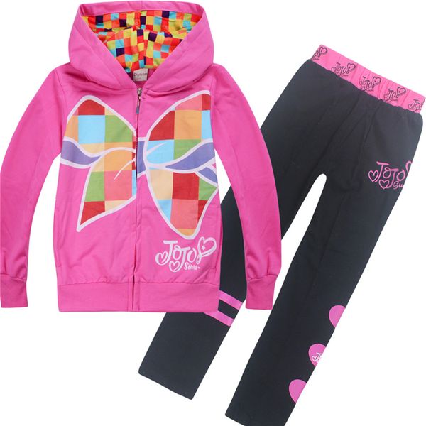 

jojo siwa clothes sets 4-12t kids girls zipper hoodies + pants piece sets 110-150cm kids designer clothes girls ss356, White