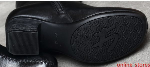 

0809 cqc46 womens winter suede leather boots snowball flat half boot ladies black warm knee boots designer botas