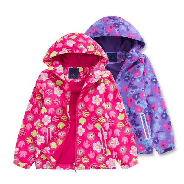 

children polar fleece jacket girl sport kids coat double-deck hoodie waterproof windbreakers girls jackets 3-12y autumn winter, Blue;gray
