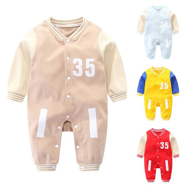 Pagliaccetti Bambini Lettera pagliaccetti 4 colori neonati maschi e femmine set fondo tute calde carino cotone bambino abbigliamento per bambini vestiti per bambini JY834