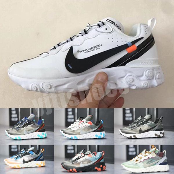 

undercover x предстоящий air react element 87 pack белые кроссовки бренд мужчины женщины тренер мужчины женщины кроссовки zapatos y0036, Black;brown
