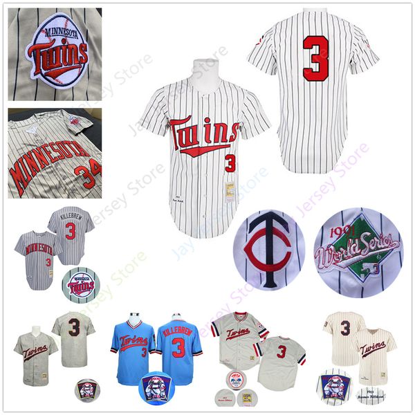 

Men Harmon Killebrew Jersey Twins 1991 WS World Series Minnesota Baseball Jerseys Grey Pinstripe White Blue Cream Pullover