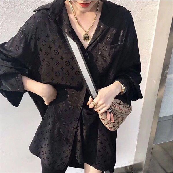 

2020jacquard languid is lazy wind is long prevent bask in a shirt recreational make bottom outside wear, White