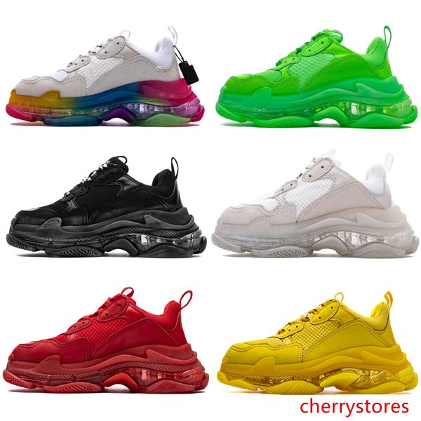 

2020 paris triple s clear sole green white crystal bottom mens designer low platform sneakers vintage women sports luxury dad casual shoes