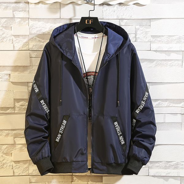 

2020 brand new spring fall men's hooded jacket fashion windbreaker waterproof bomber jacket casual zipper coats s-5xl, Black;brown