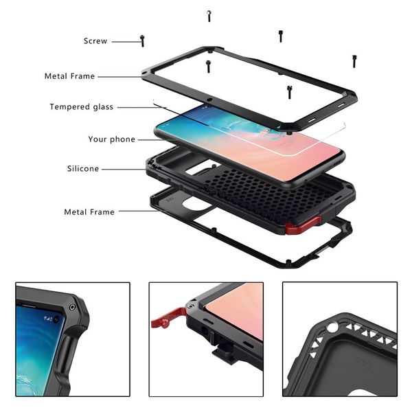 

tempered film protectivefor samsung note10 s7 s10 s10e duty metal case shockproof cover s10p s8 s9 s9plus note8