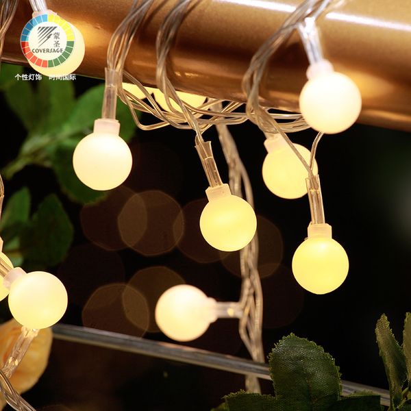 

christmas ins room decoration lamp round ball led lamp string outdoors waterproof battery box festival small coloured lights string