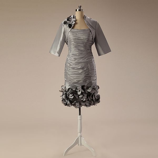 

sh0026 strapless silver sheath mother of the bride dresses for wedding guest with 3d flowers mother of the bride dresses with jackets, Black;red