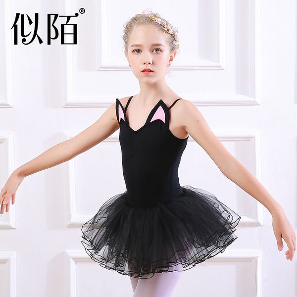 

dancing ballet exercise clothing girls children dance performance costume girl's cat ears lycra dance clothes ballet, Blue;black
