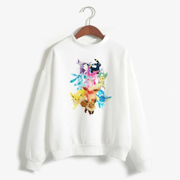 

umbreon hoodie women funny anime crewneck sweatshirt cute cartoon printed kawaii tumblr clothes sudadera mujer, Black