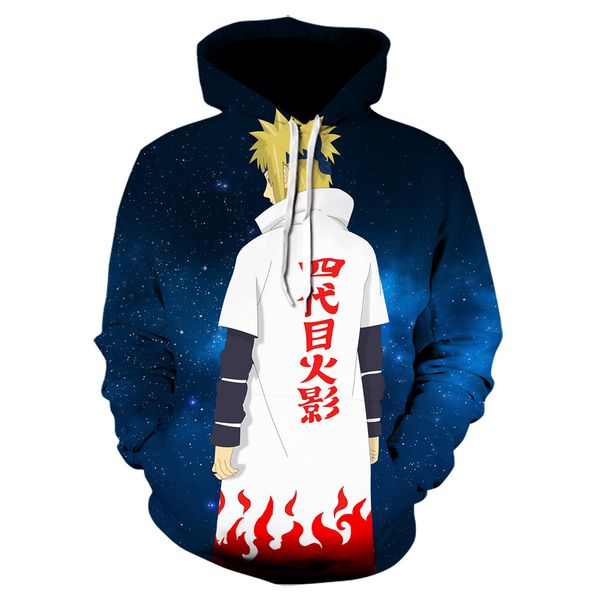 

2019 naruto hoodie men's women's autumn and winter pullover 3d printing hoodie fashion personality design style pullover, Black