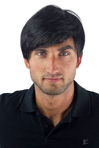 

fashion popular men's short hair black high-temperature fiber chemical fiber fluffy hair wig headgear