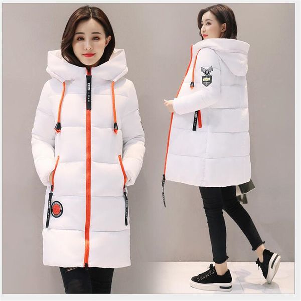 

2019 winter jacket women thick long women parkas hooded female outwear slim warm coat down cotton padded snow wear k037, Black