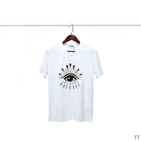 

19SS Womens Designer T Shirts Classic tiger head bead piece embroidery stitching Eye Printing New Trend Cotton Black White Designer Shirt
