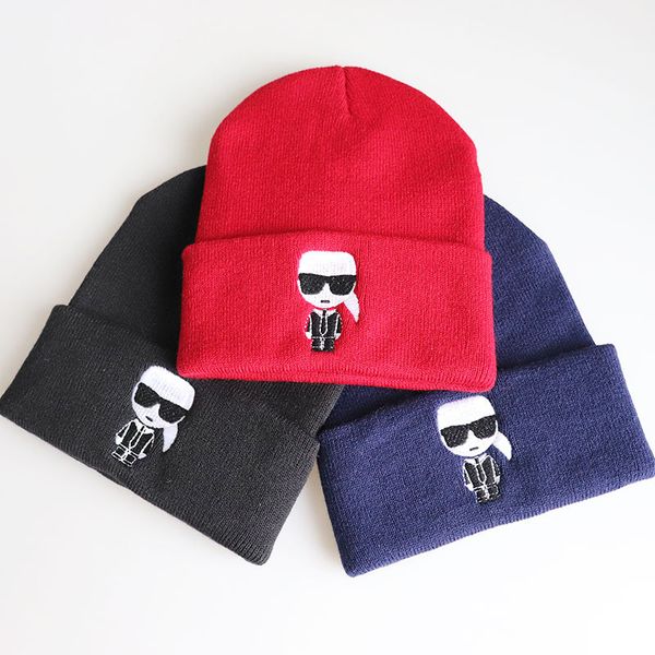 

new designer karl beanie gestrickte winter hut solide hip-hop skullies gestrickte hut kappe kostüm zubehör geschenke warme winter, Blue;gray