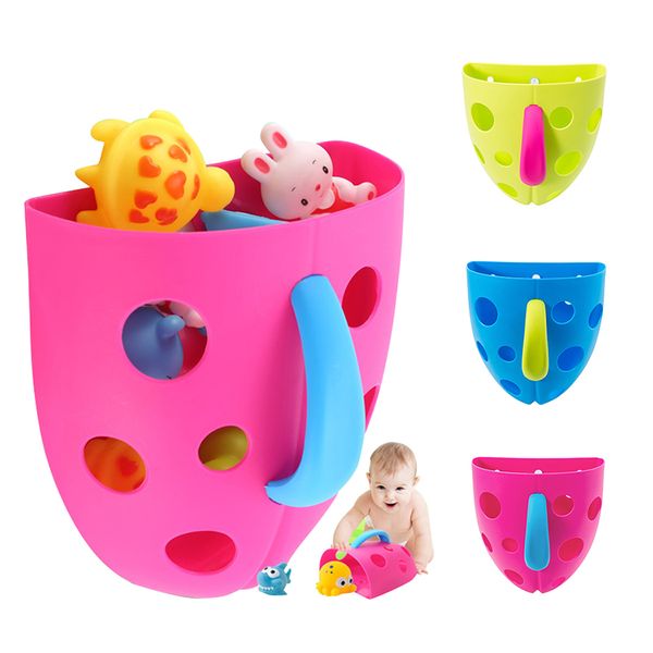 

new kids baby bath toy storage box organizer holder baby bath drain suction plastic bathroom bath toy holder
